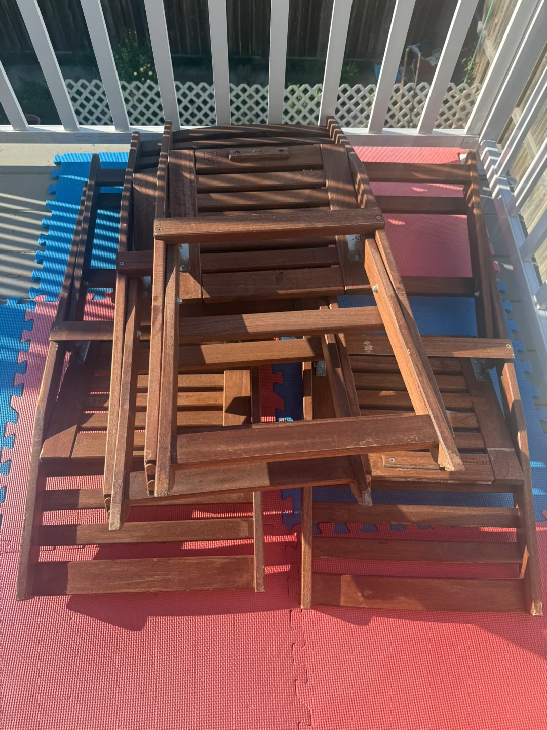 Wooden Folding Patio Chairs and Table Set