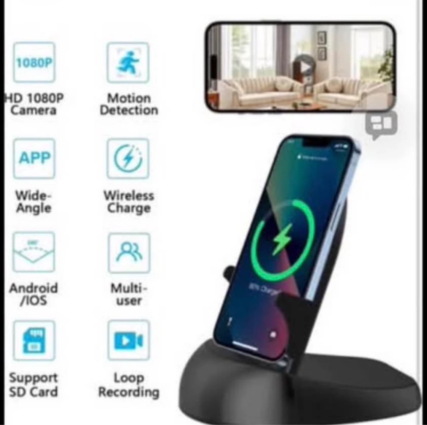 Hidden Camera Spy Camera WiFi Wireless Phone Charger Nanny Cam