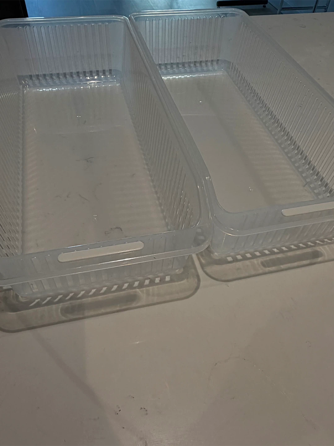 Set of 2 Clear Plastic Storage Bins