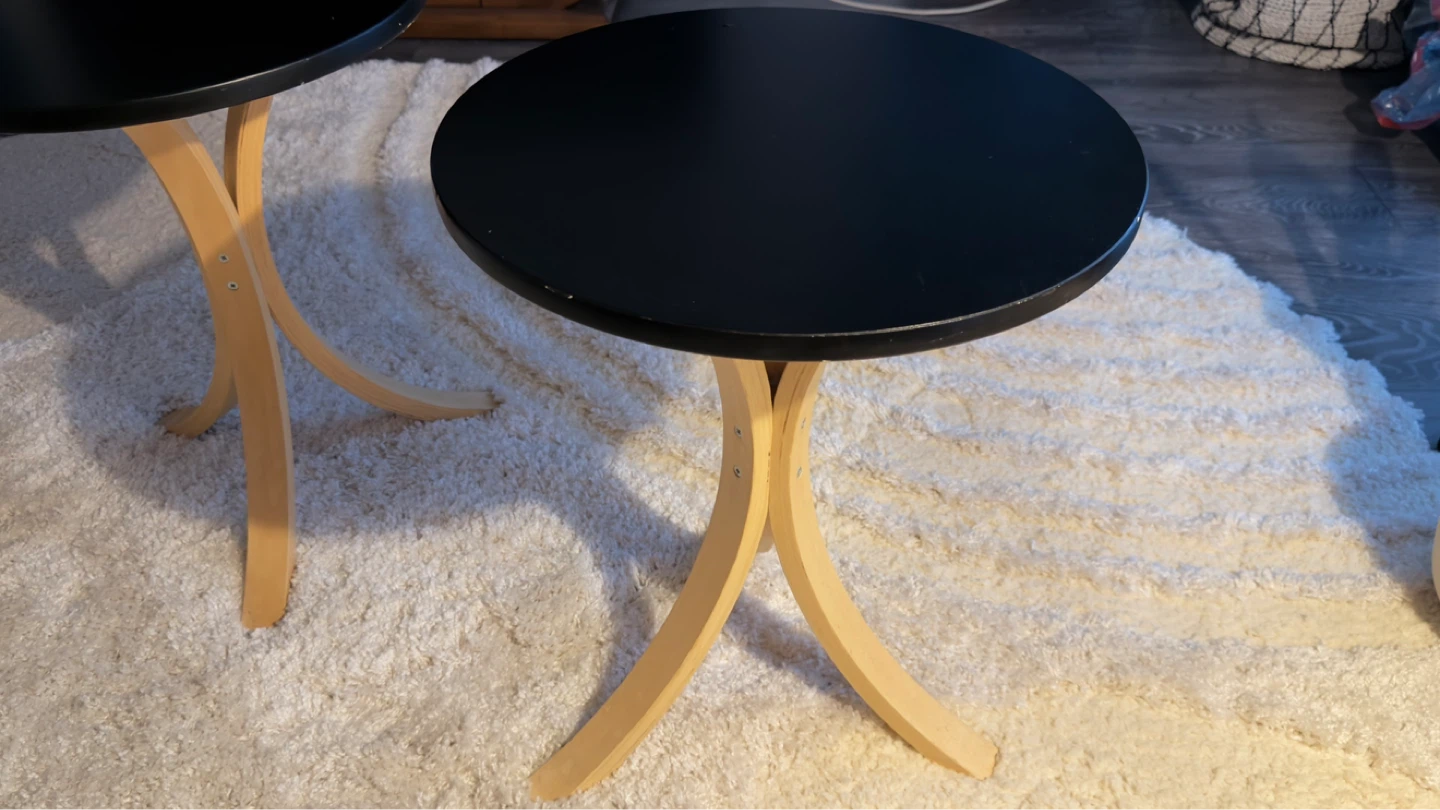 Two Black Round Side Tables - photo 2