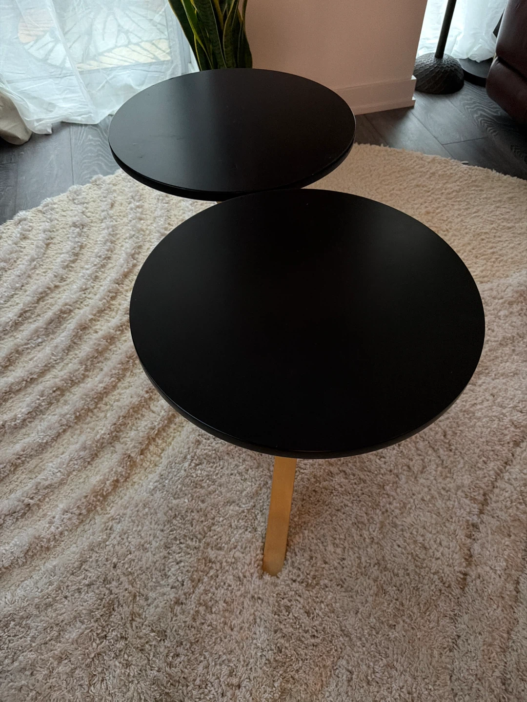 Two Black Round Side Tables