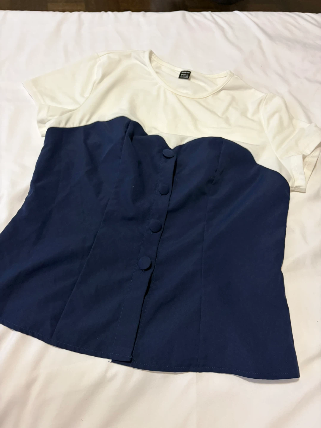 SHEIN Two-Tone Corset Top - Navy & White