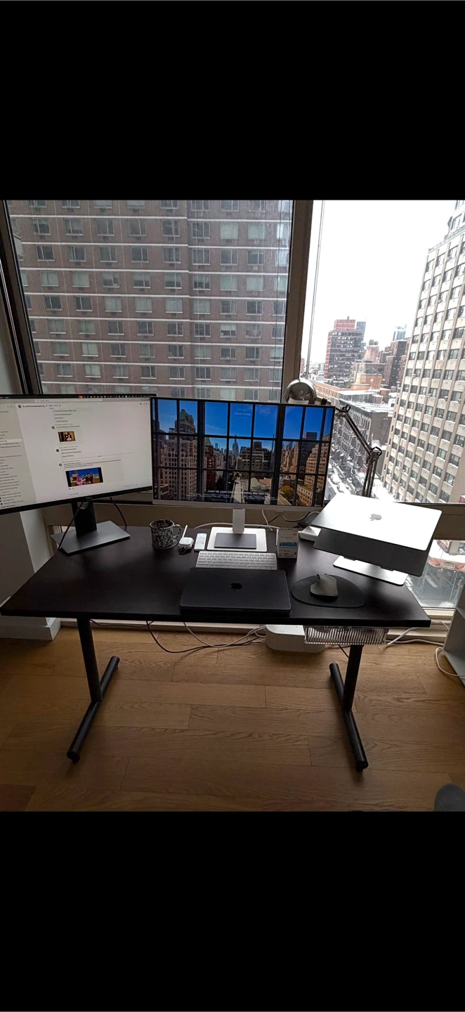 Dark Wood Desk with Cable Management