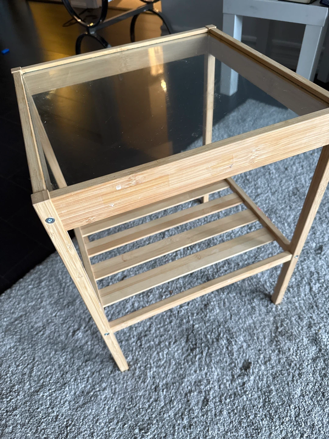 Bamboo and Glass Side Table