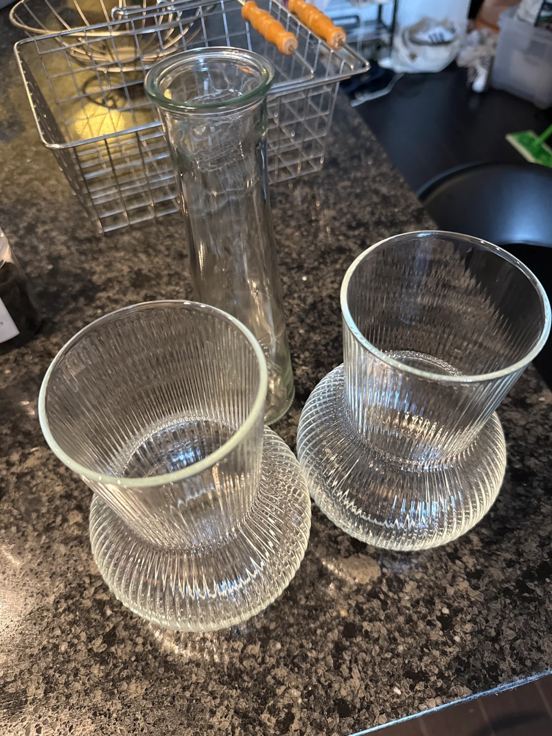 Set of 3 Glass Tumblers and 1 Vase