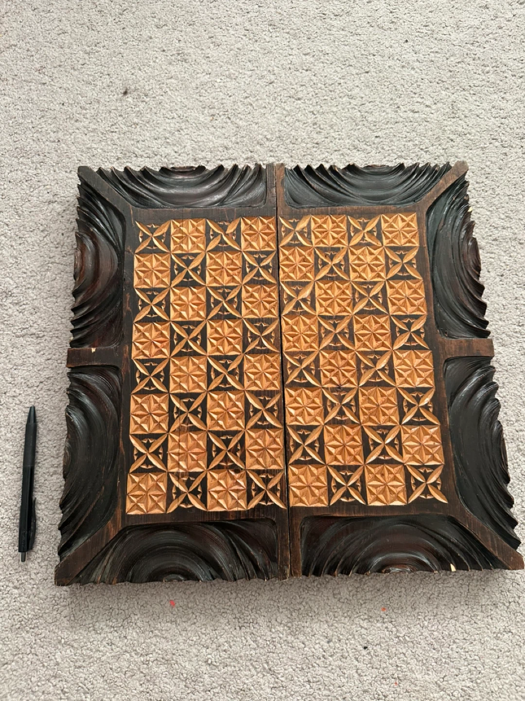 Vintage Wooden Backgammon and Chess Board