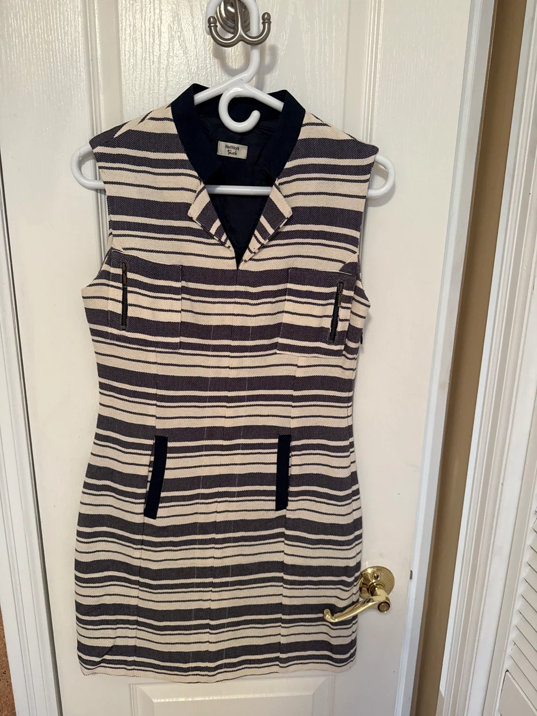 Talbot Runhof Striped Sleeveless Dress