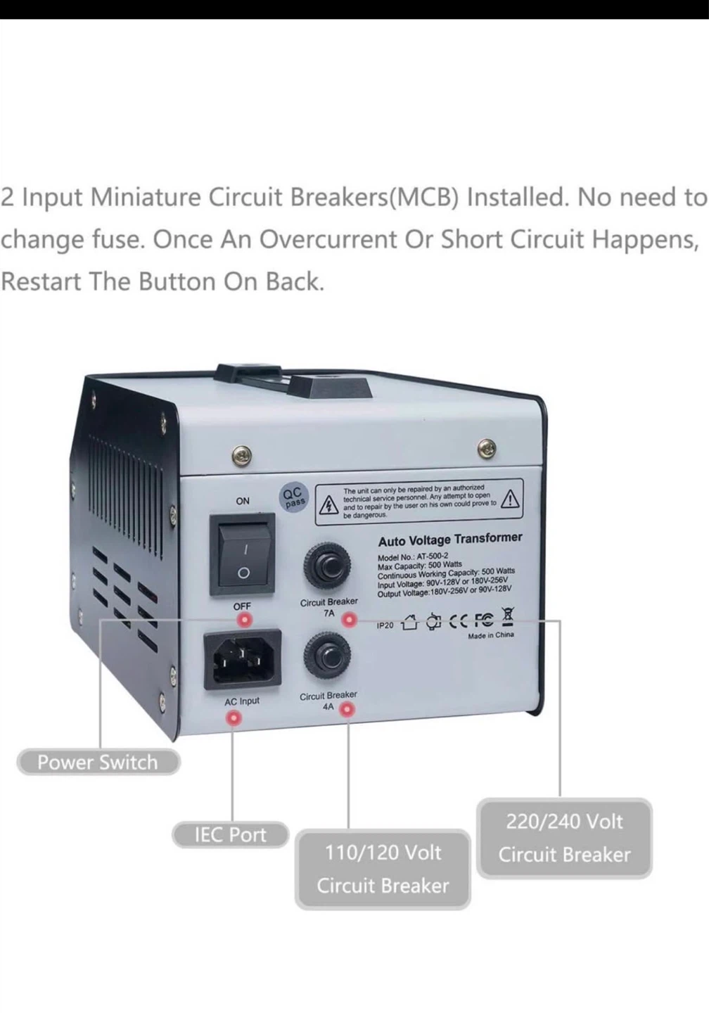 500 Watt Auto Step Up Step Down Voltage Transformer - photo 3
