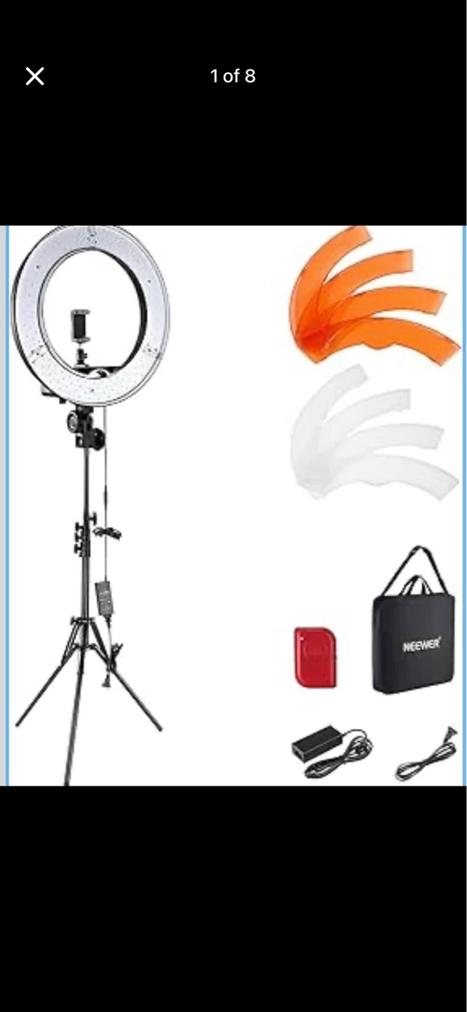 Neewer 18" Large Ring Light with Stand and Filters