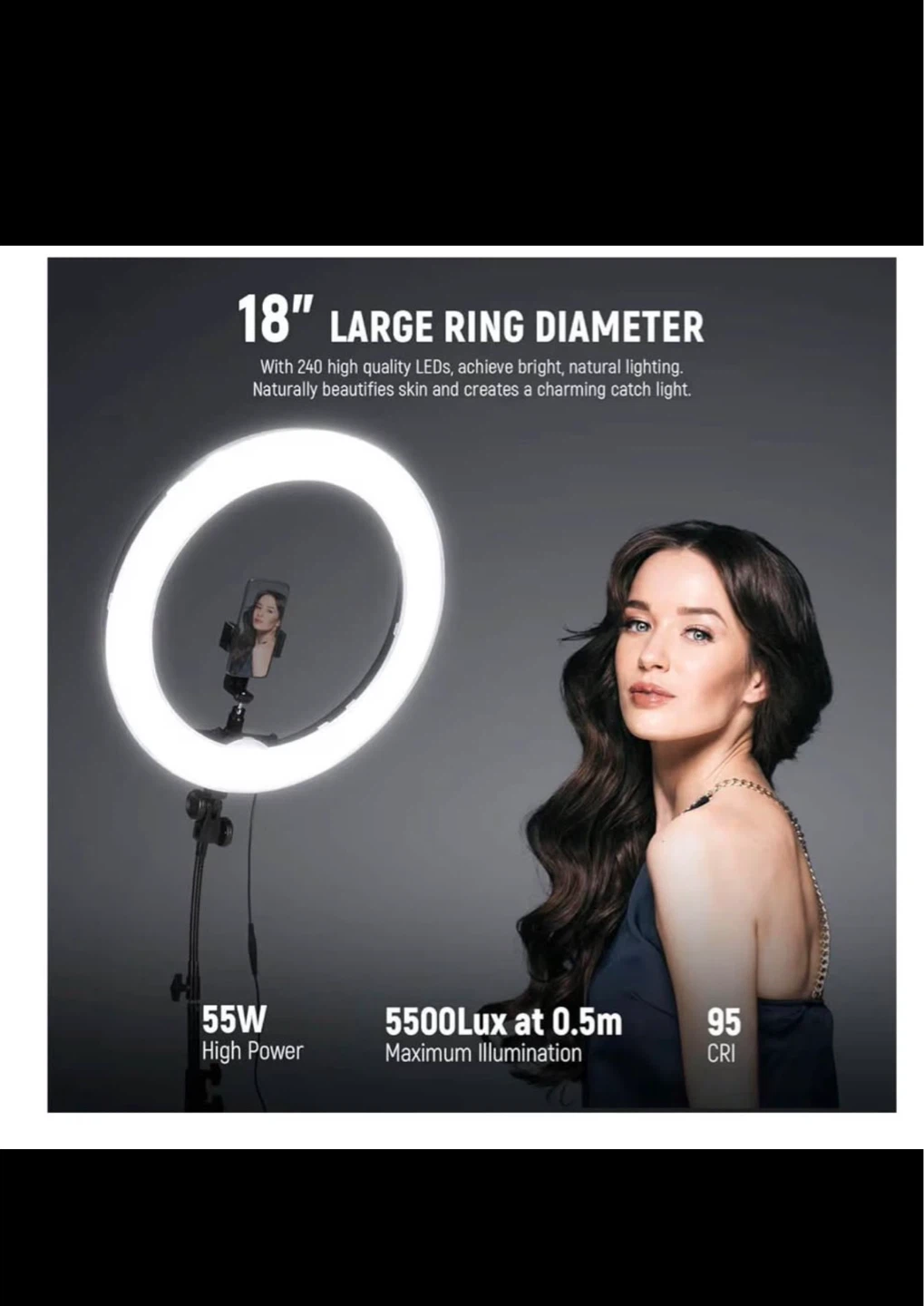 Neewer 18" Large Ring Light with Stand and Filters - photo 2