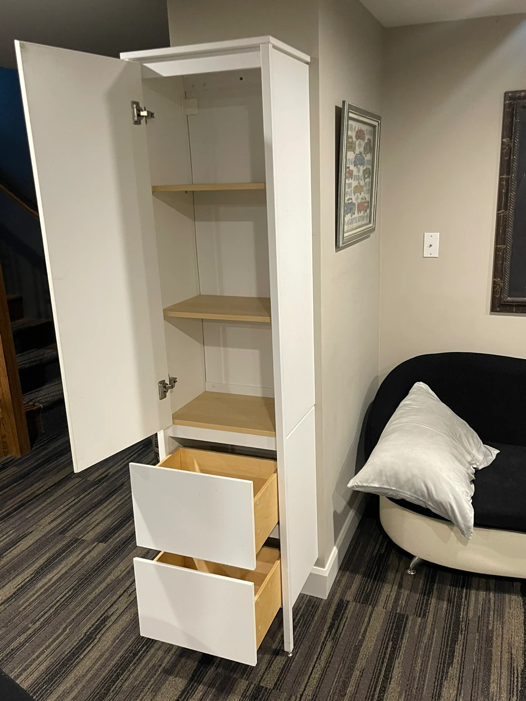 Tall White Storage Cabinet with Drawers - photo 5