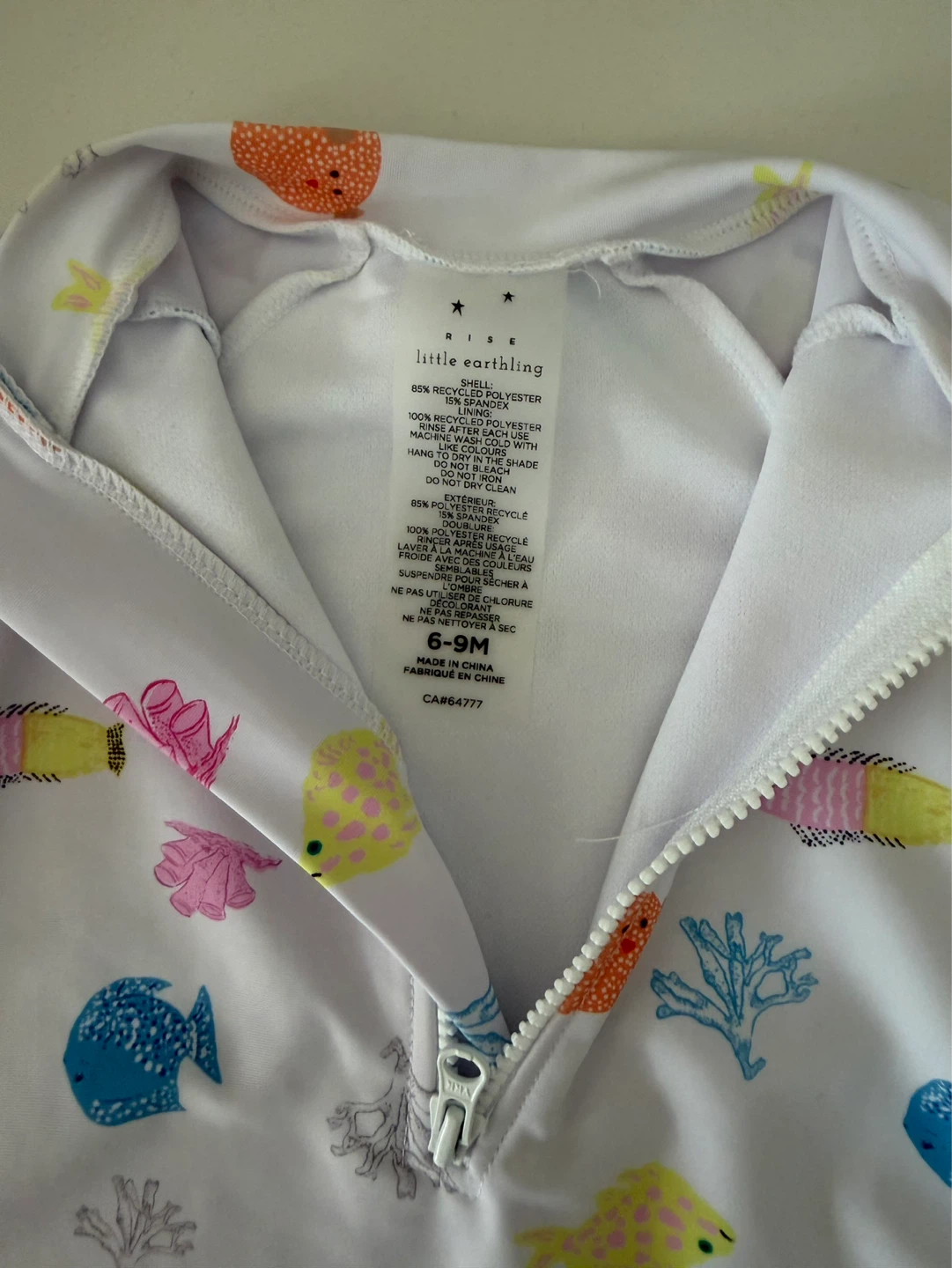 Little Earthling Rash Guard Swimsuit 6-9M Fish Print - photo 5