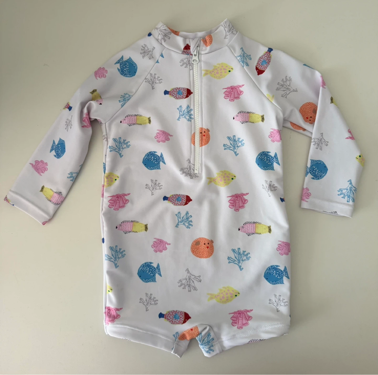Little Earthling Rash Guard Swimsuit 6-9M Fish Print