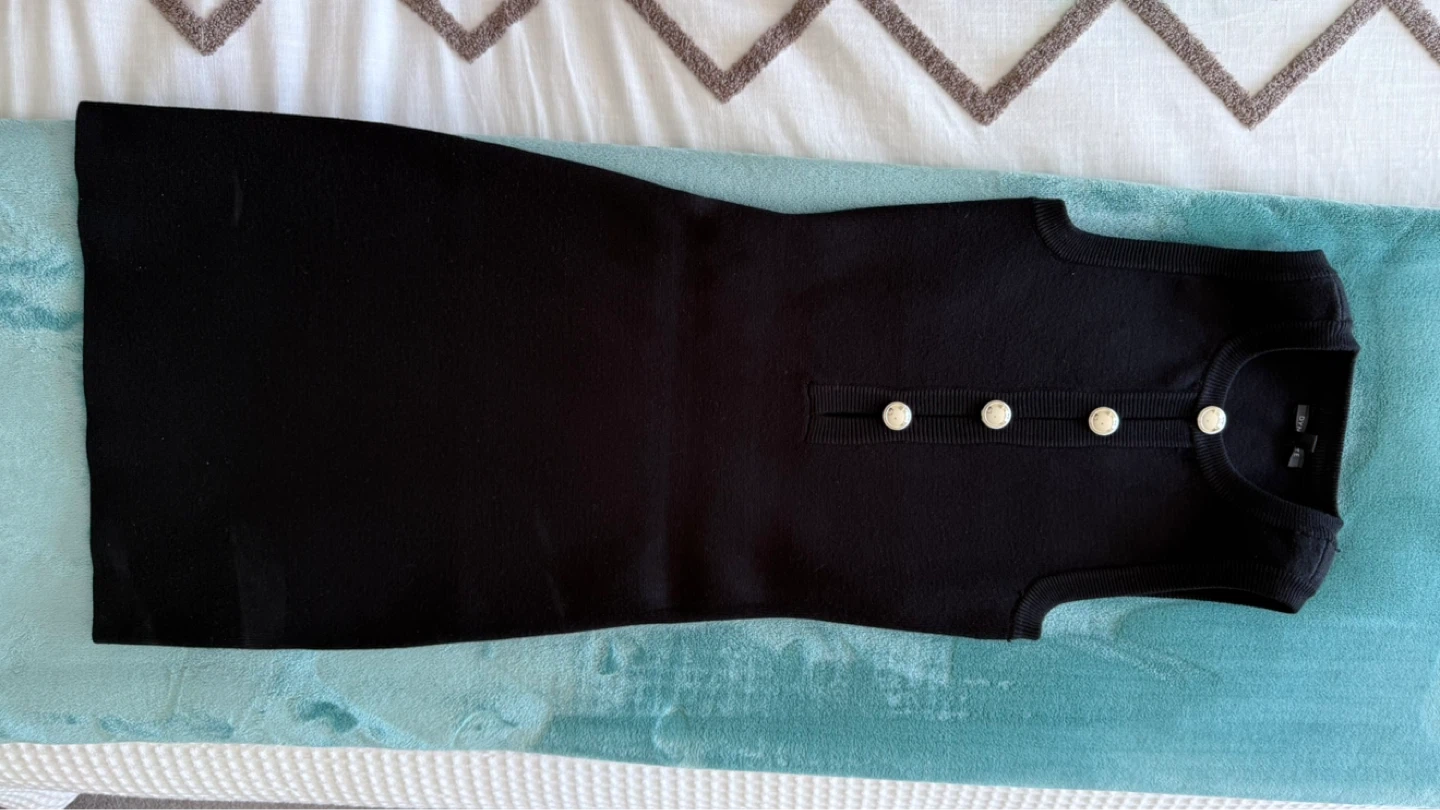 Dynamite Black Knit Dress with Button Detail - photo 2
