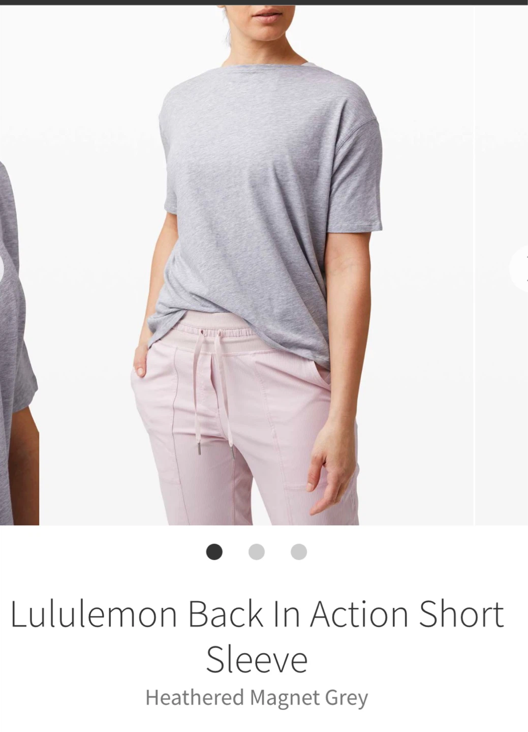 Lululemon Back In Action Short Sleeve Heathered Magnet Grey