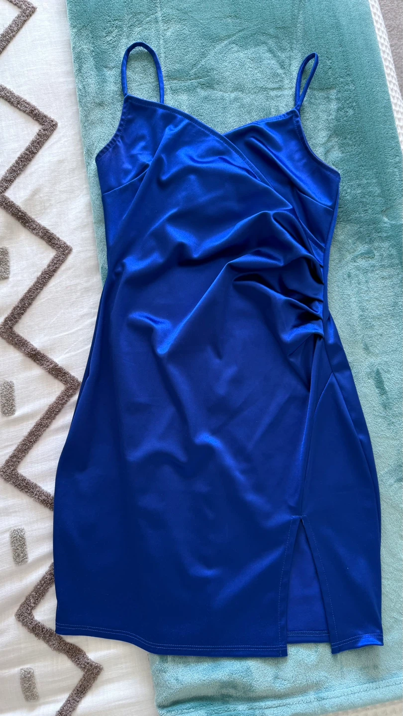 Blue Blush Royal Blue Ruched Dress