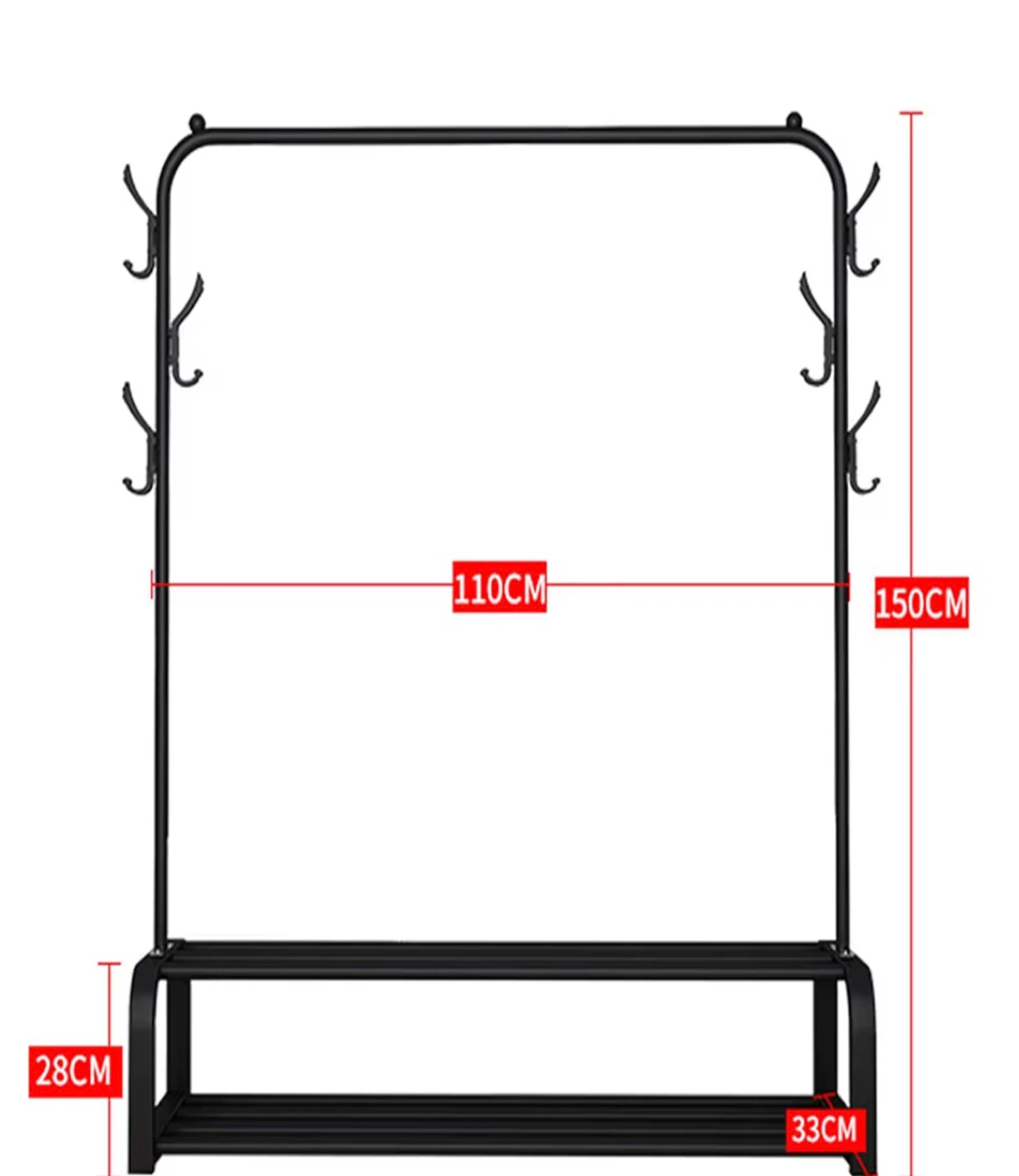 Black Metal Garment Rack with Shoe Storage Shelves - photo 3