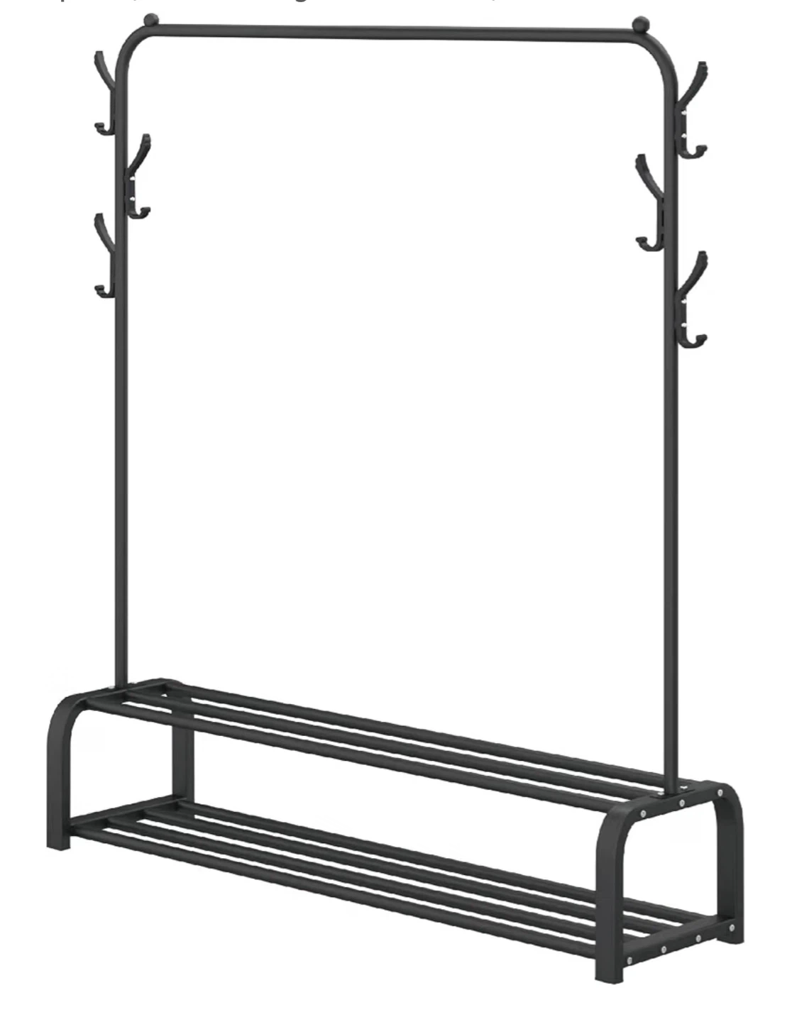 Black Metal Garment Rack with Shoe Storage Shelves