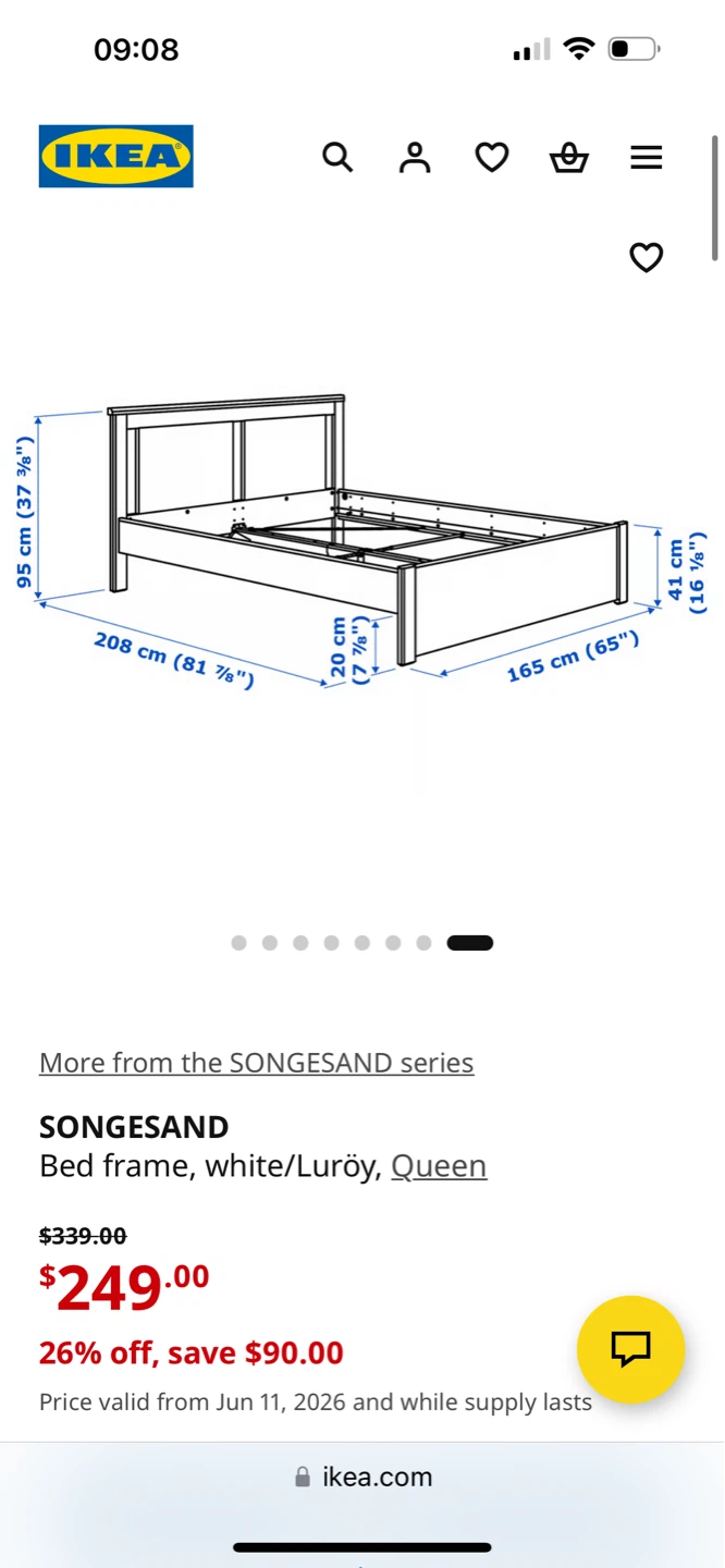 IKEA White Queen Bed Frame with Slats-like 🆕 - photo 3