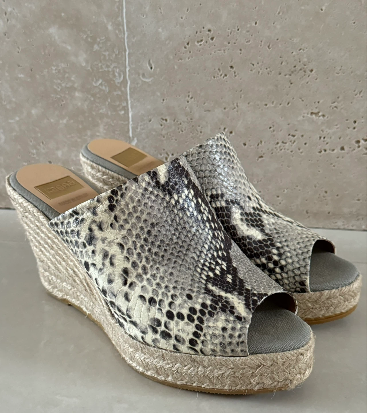 Leather Snake Skin Print Wedge Heels - photo 2