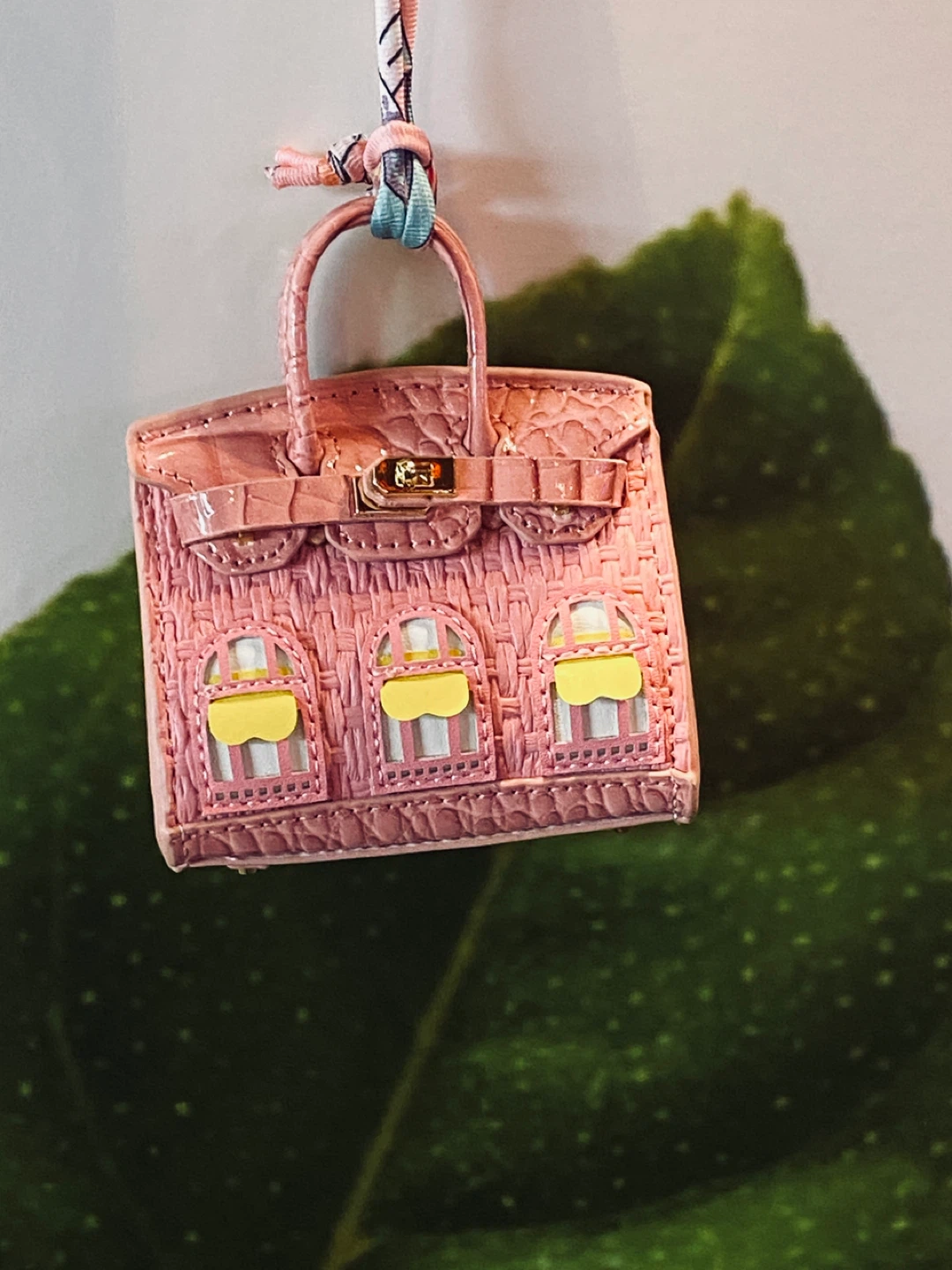 Pink Woven Bag Charm with Window Detail - photo 4