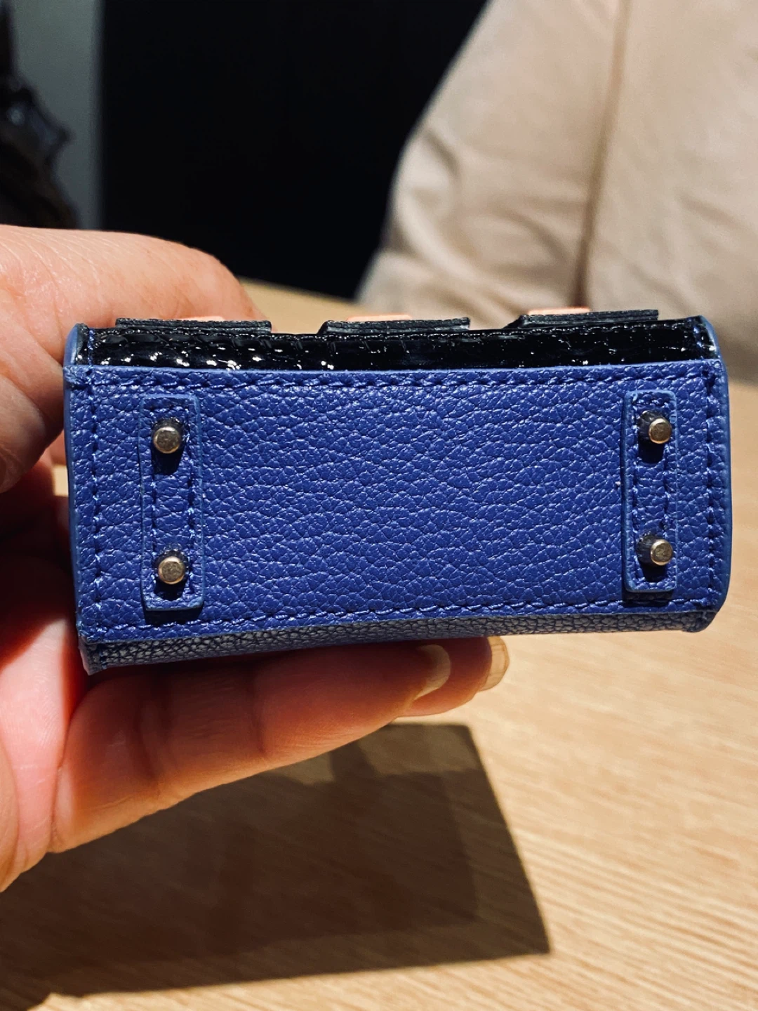 Miniature Blue Handbag with Black Accents - photo 2