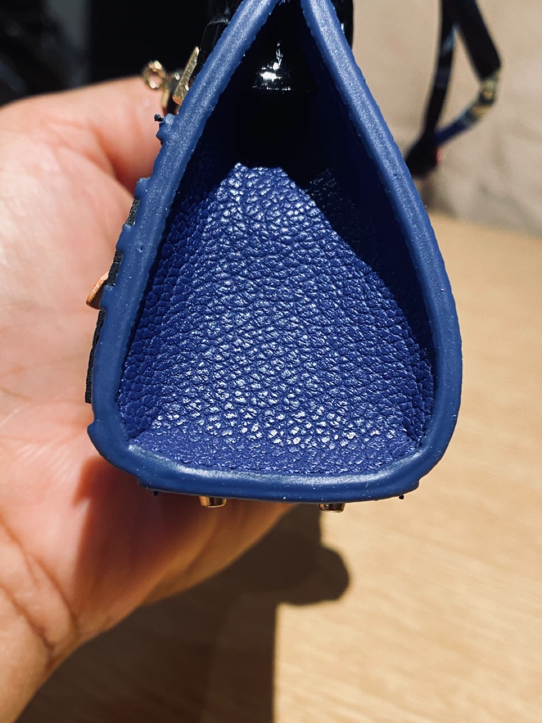 Miniature Blue Handbag with Black Accents - photo 3