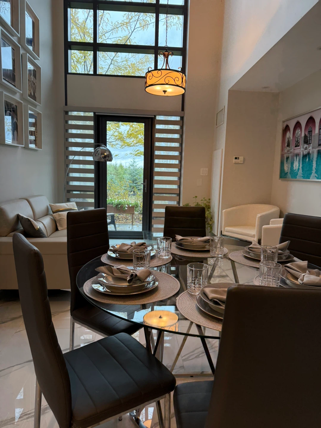 Glass Dining Table Set with 6 Chairs - photo 2