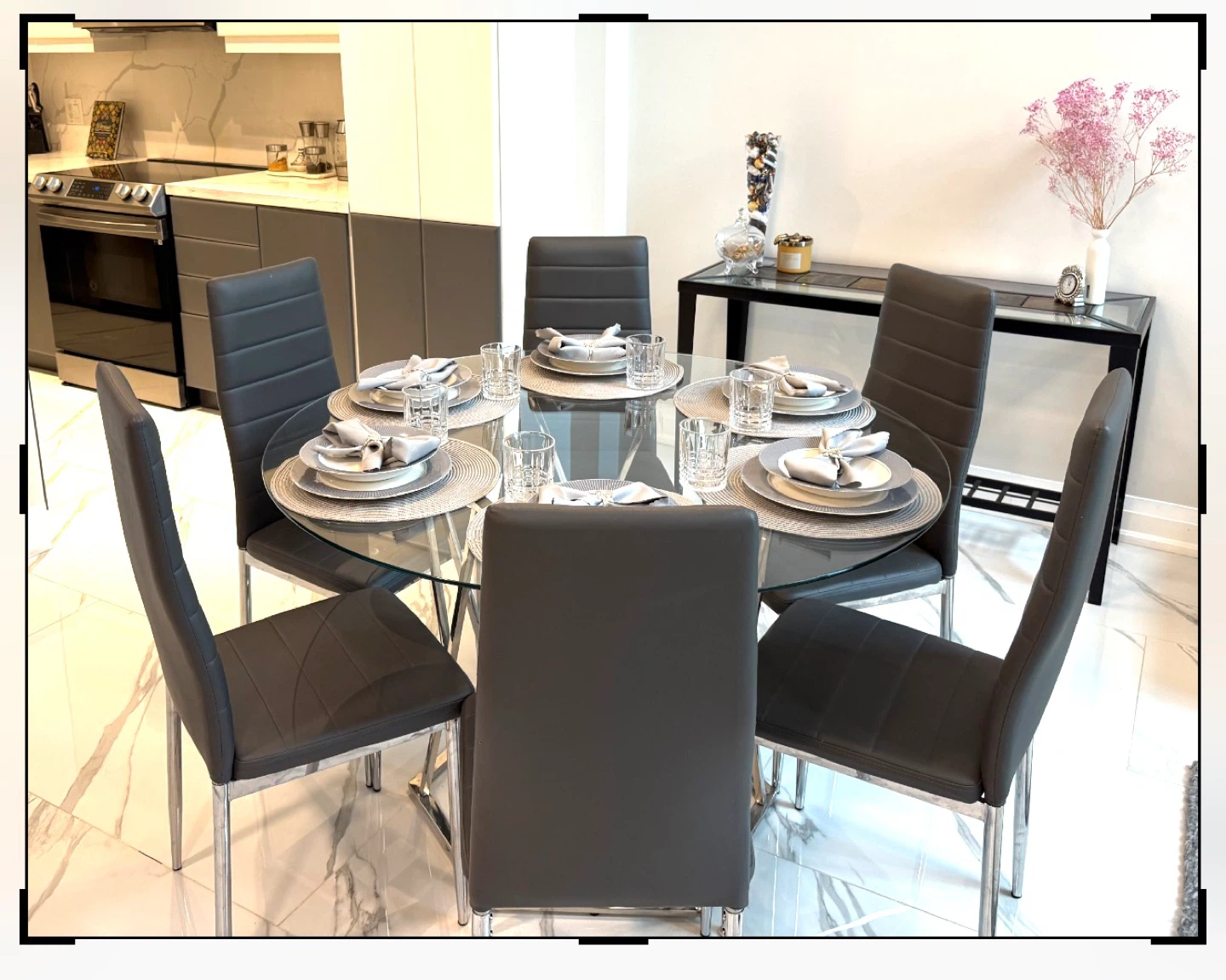 Glass Dining Table Set with 6 Chairs - photo 5