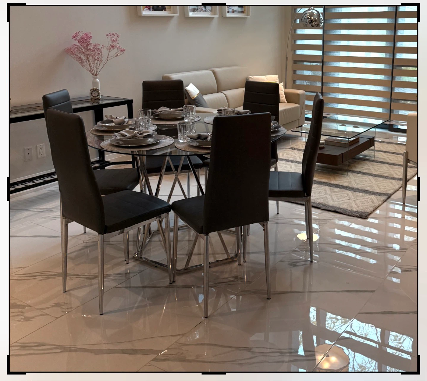 Glass Dining Table Set with 6 Chairs - photo 4