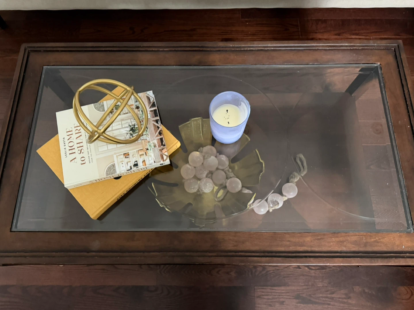 Wooden Coffee Table with Glass Top