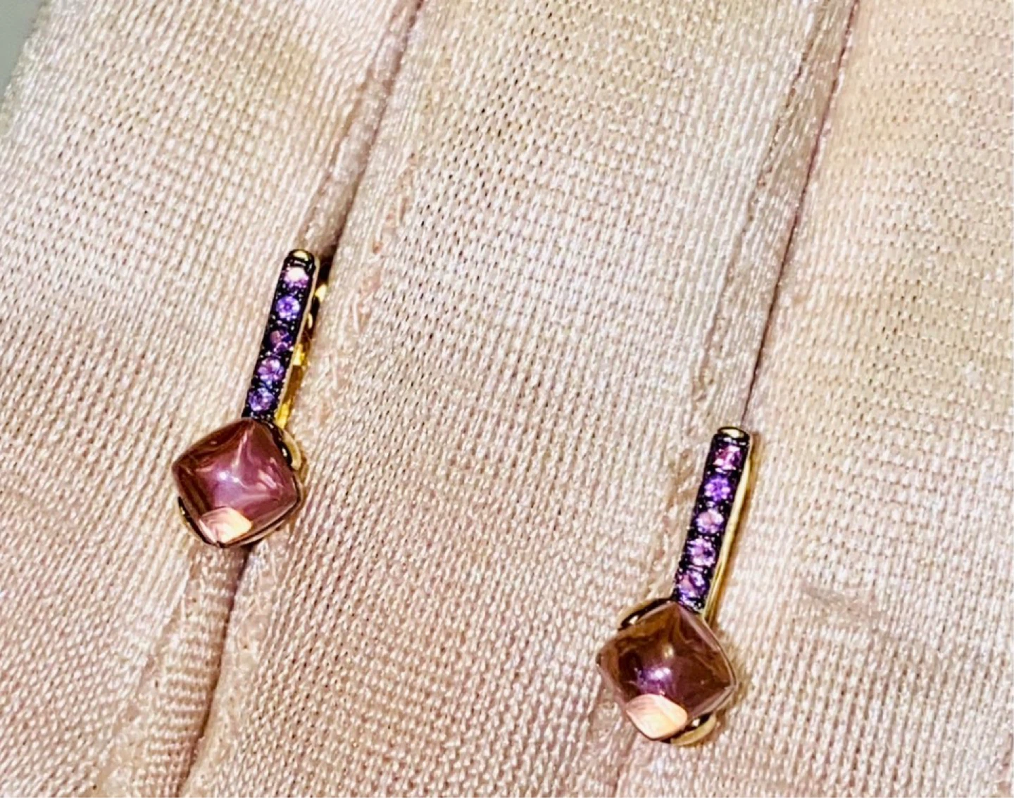 14K Rose Gold Amethyst Earrings. Yellow gold - photo 4