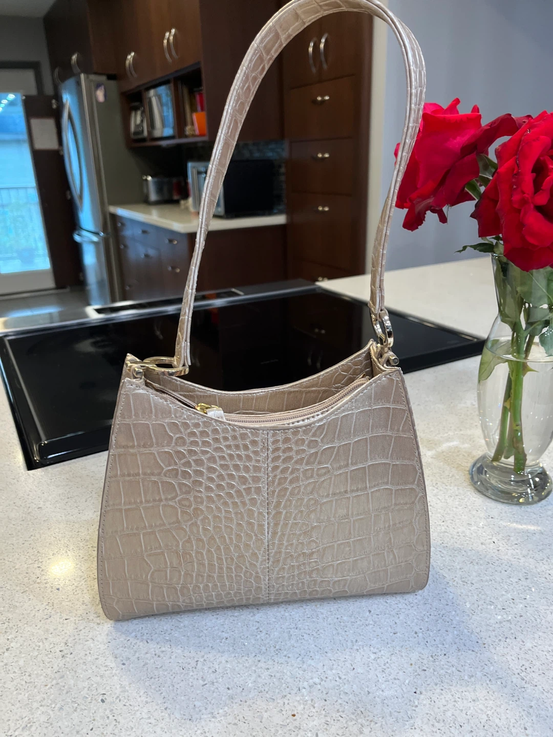 Liz Claiborne Tan Croc Embossed Shoulder Bag - photo 2