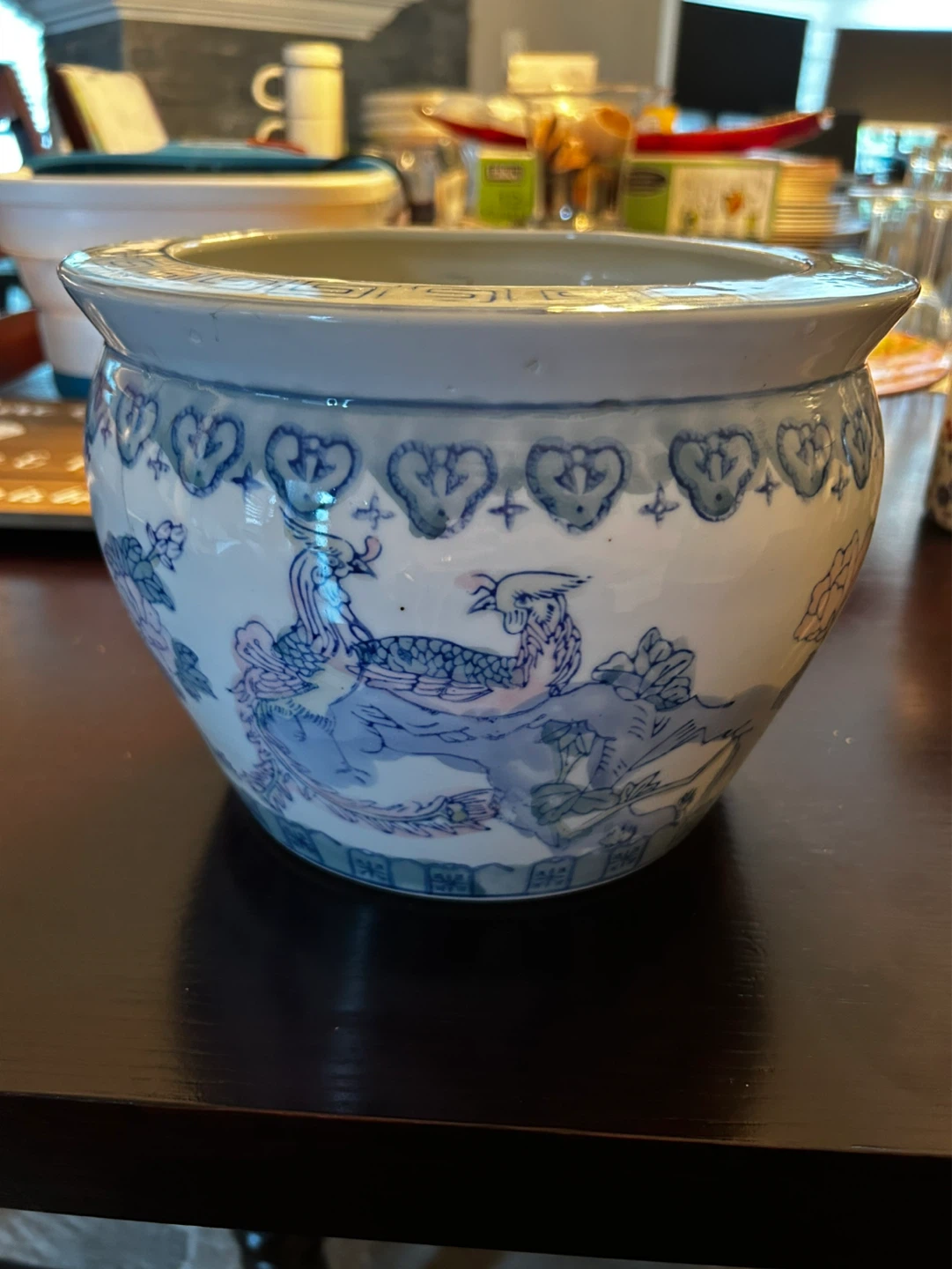 Blue and White Ceramic Planter