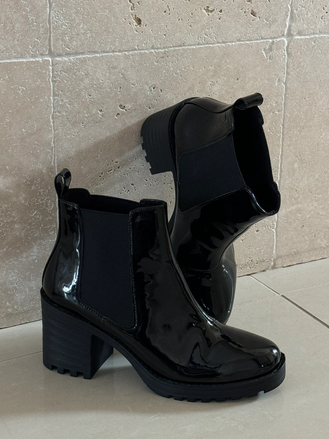 New HM Patent Ankle Boots