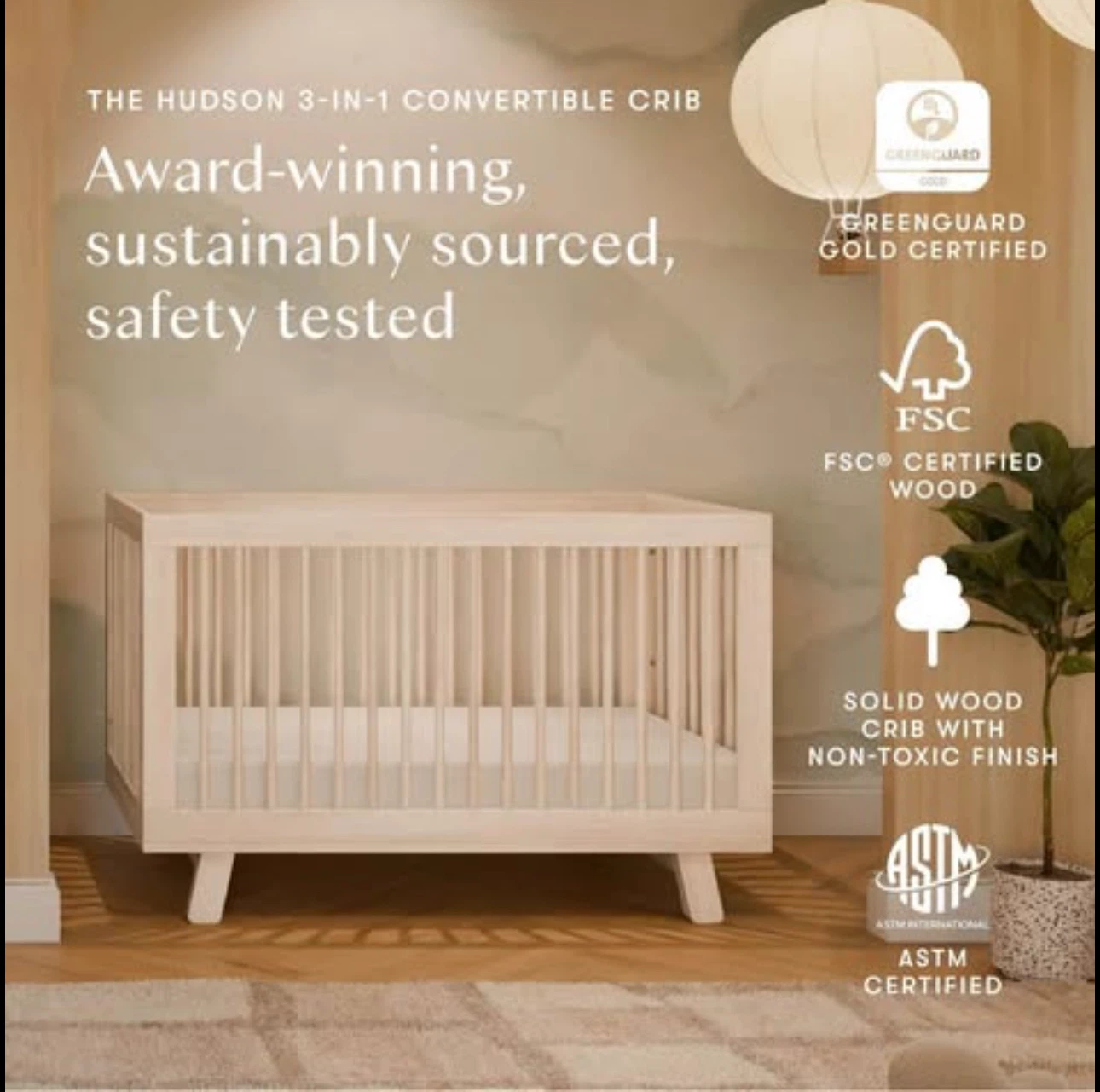 NEW IN BOX Babyletto Hudson 3-in-1 Convertible Crib - photo 4