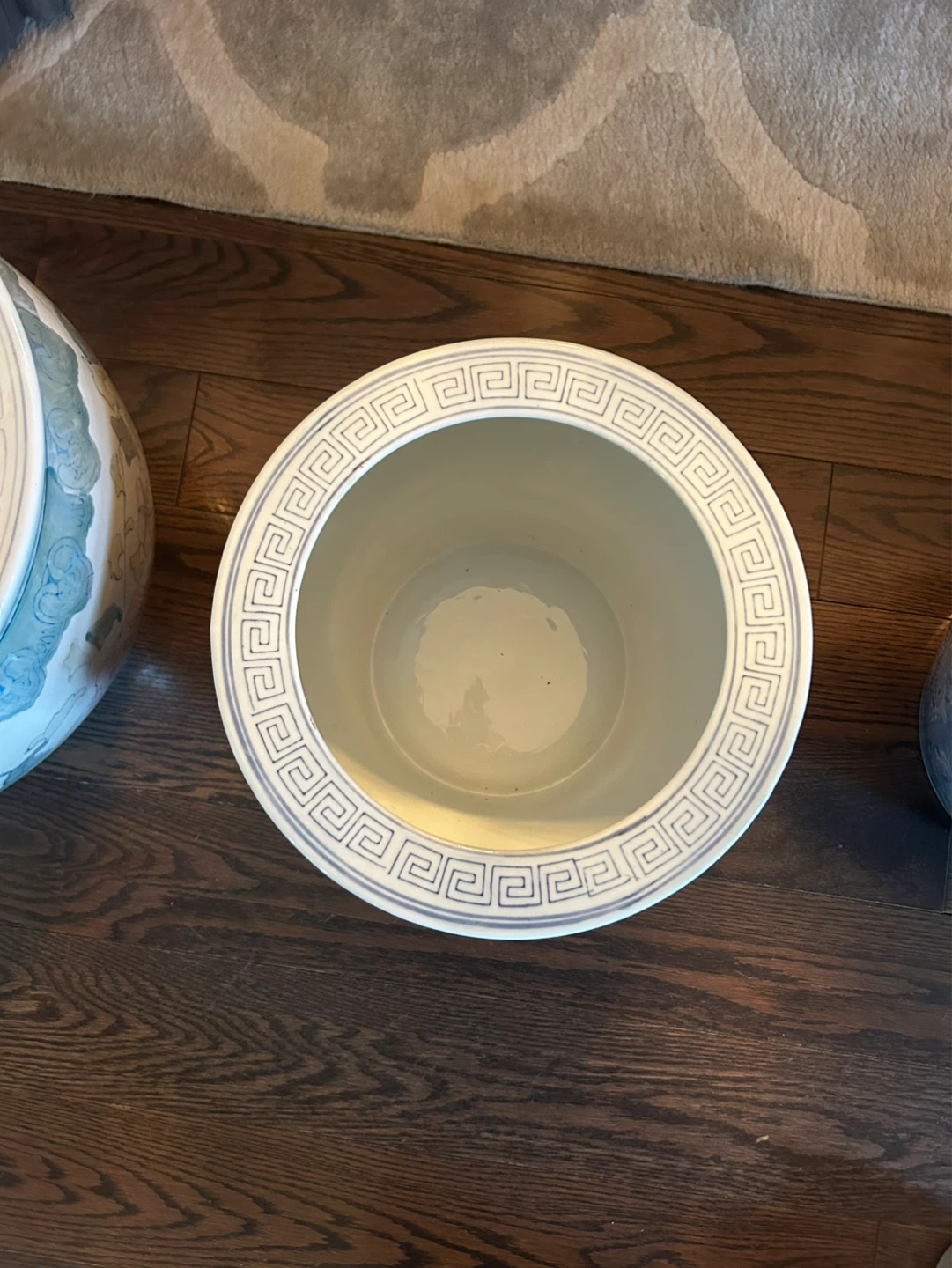 Blue Ceramic Planter with Floral Design - photo 2