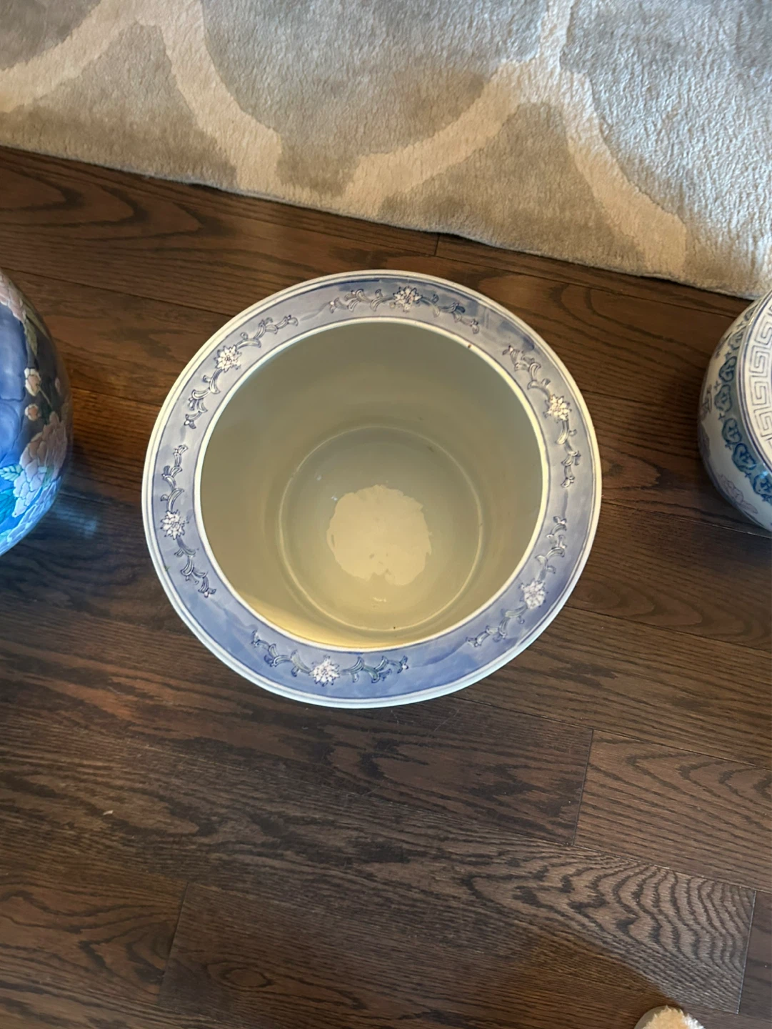 Blue and White Floral Ceramic Planter Pot - photo 2