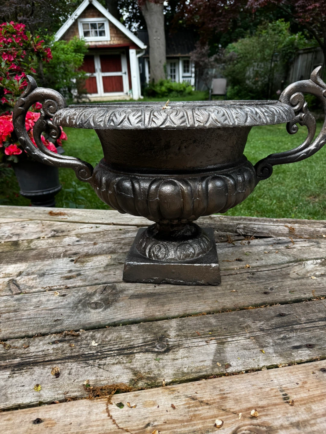 2 Cast Iron Urn Planters