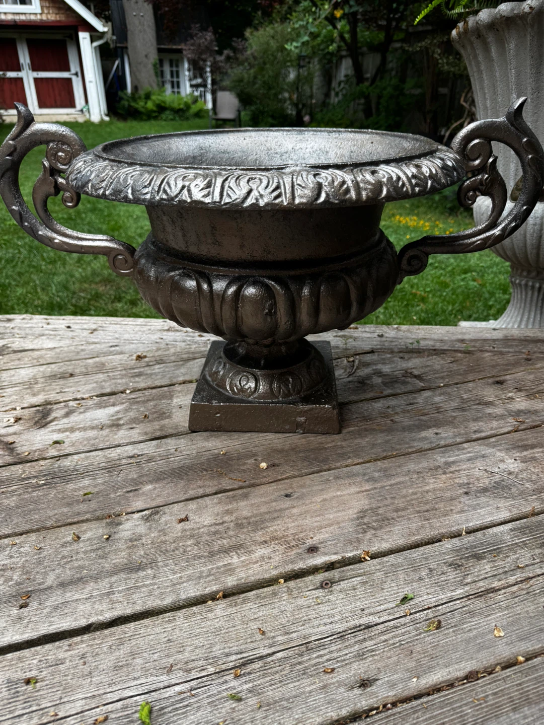 2 Cast Iron Urn Planters - photo 2
