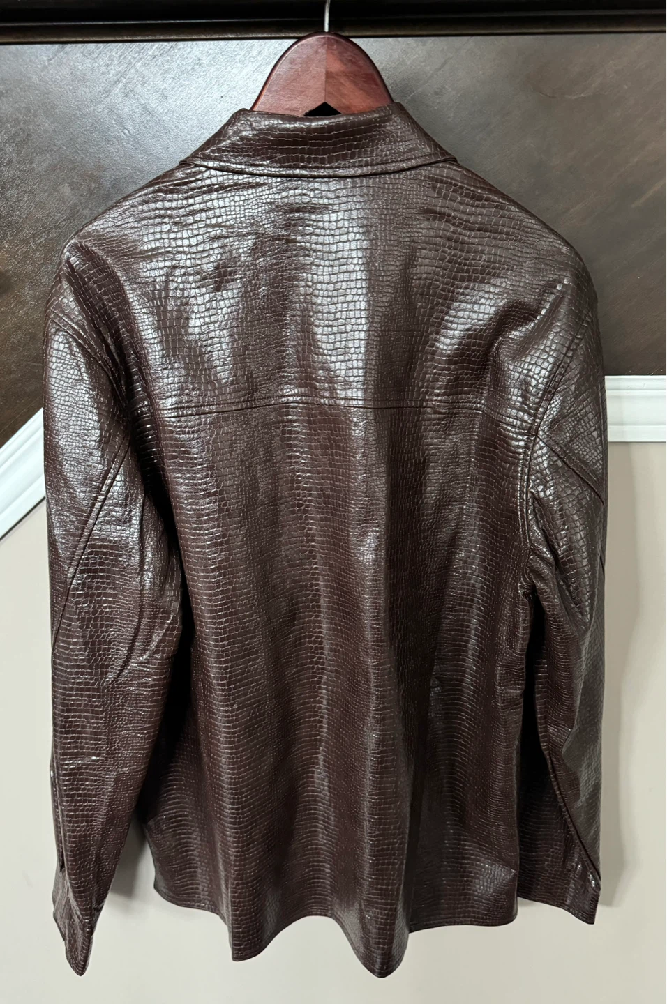 New Faux Leather Snake Skin Print Brown Jacket - photo 2