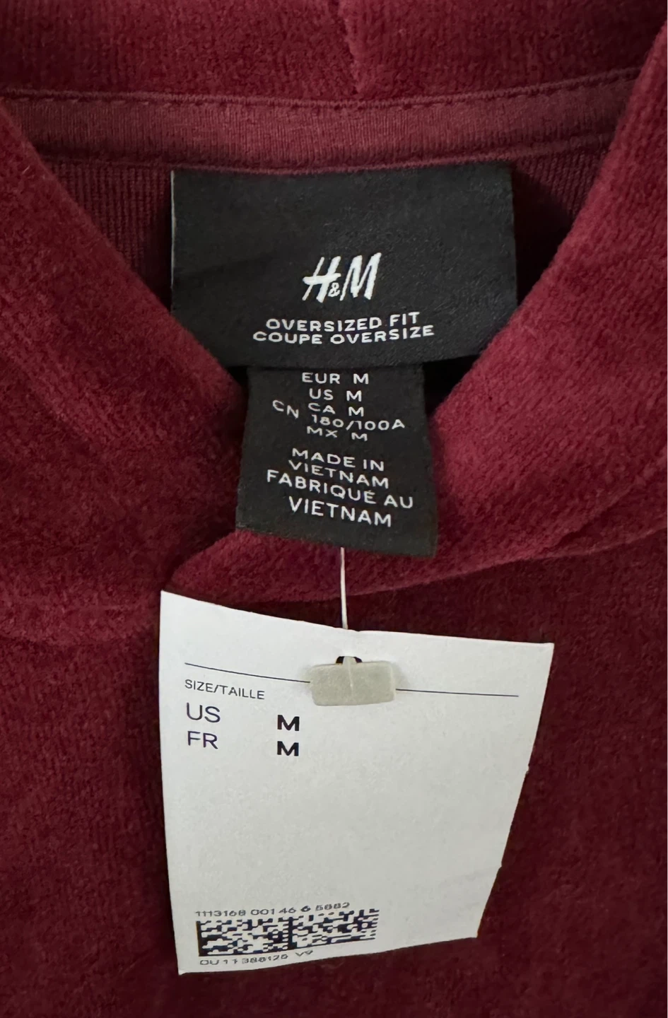 Brand New HM Velour Burgundy Hoodie - photo 4