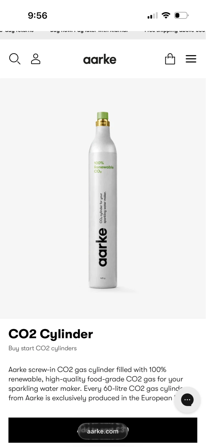 Aarke CO2 Cylinder for Sparkling Water Maker