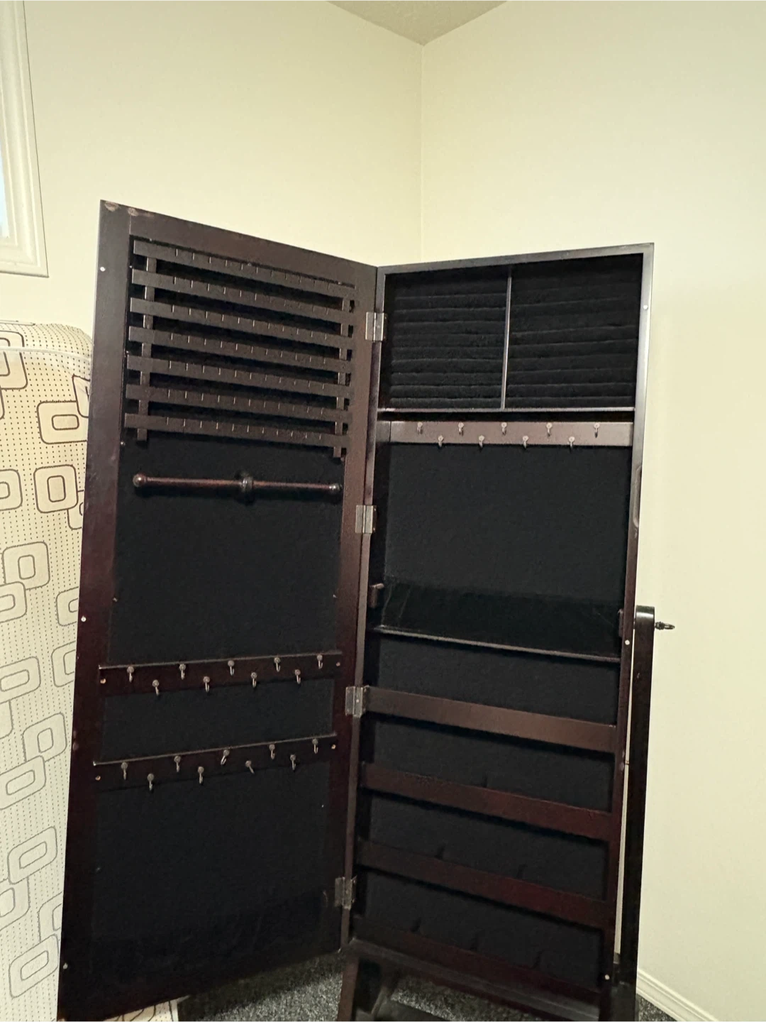 Wooden Jewelry Armoire Mirror Stand