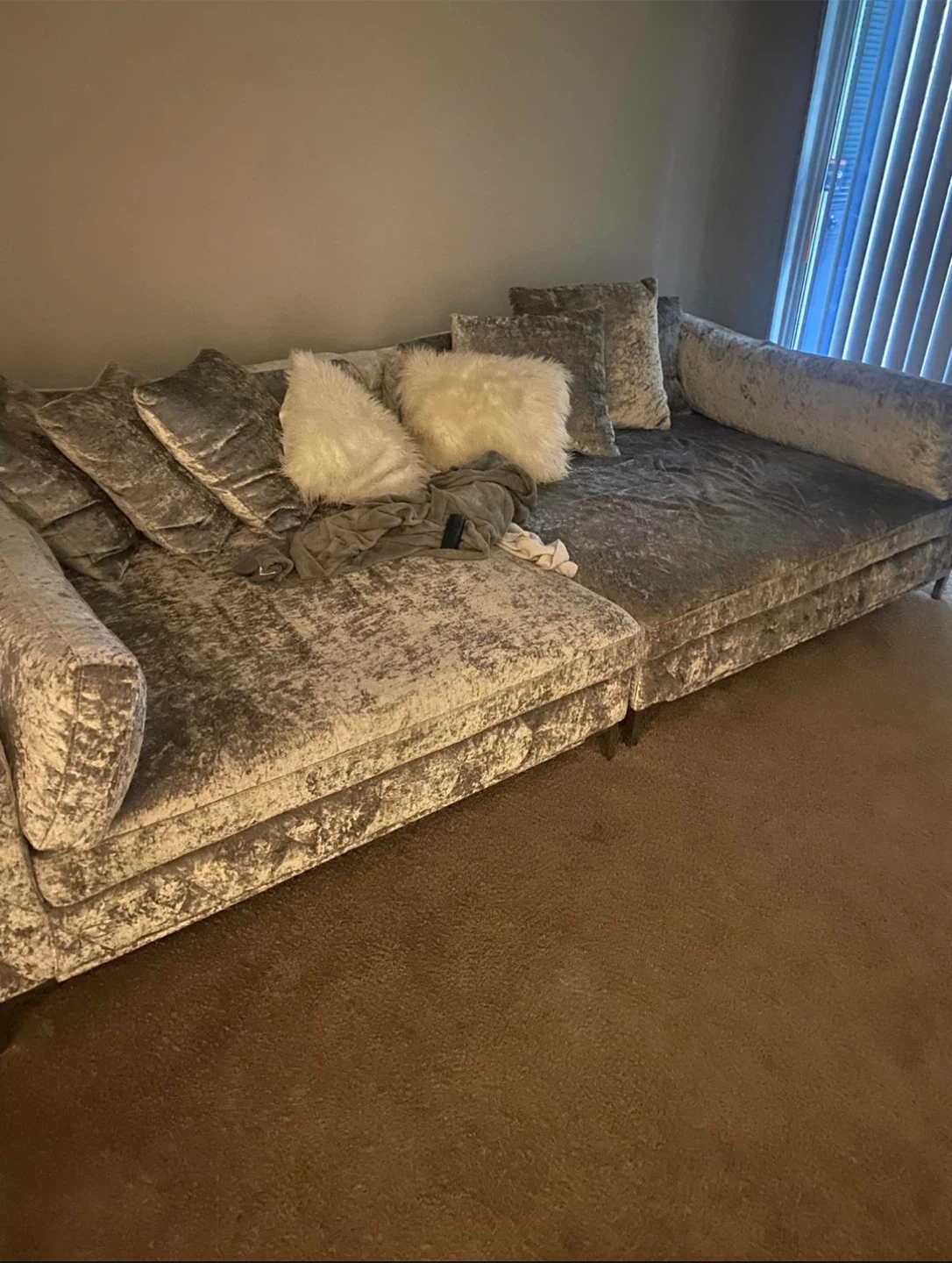 Crushed Velvet Sectional Sofa *must go by July 1st*
