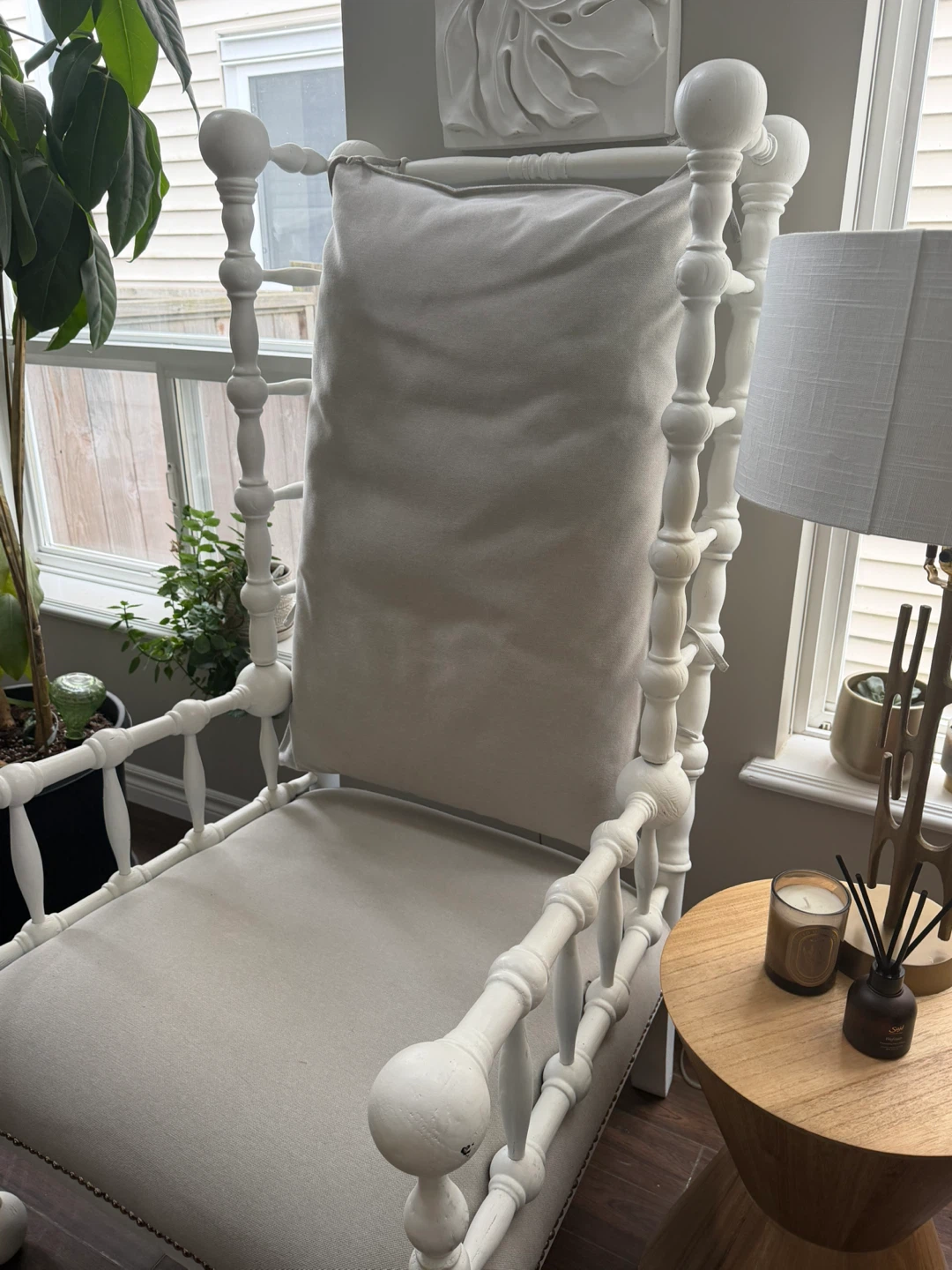 White Spindle Accent Chair