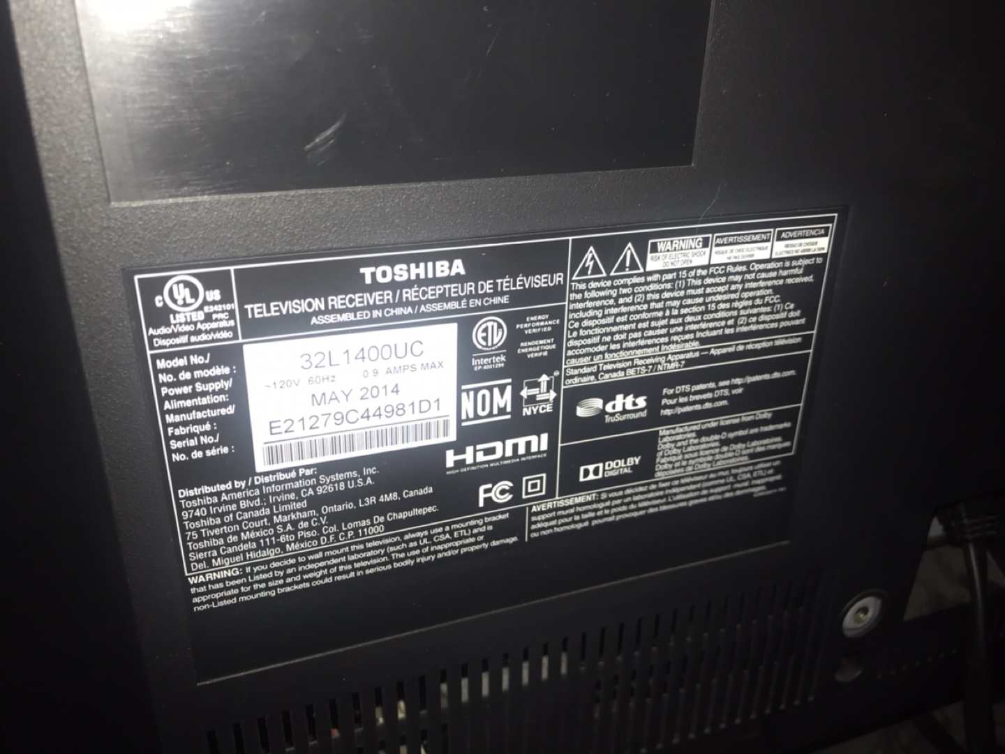 32" Toshiba LED TV (No Remote) - Works Perfectly - photo 2