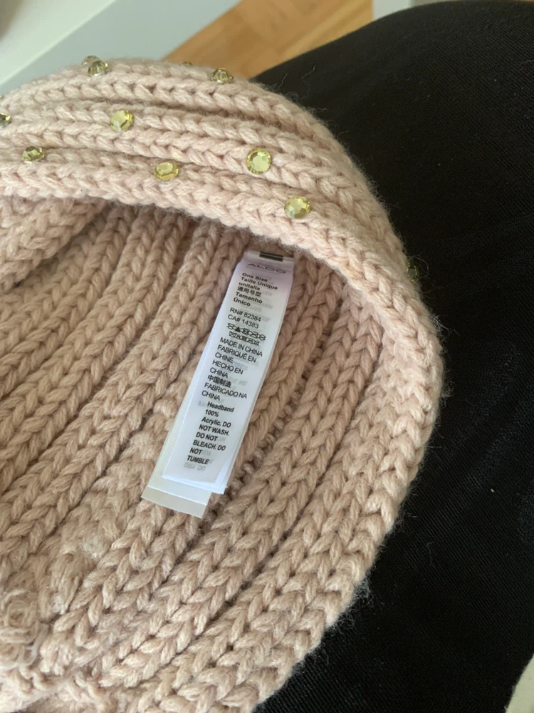 Pink Knit Ear Warmer with Rhinestones - photo 3