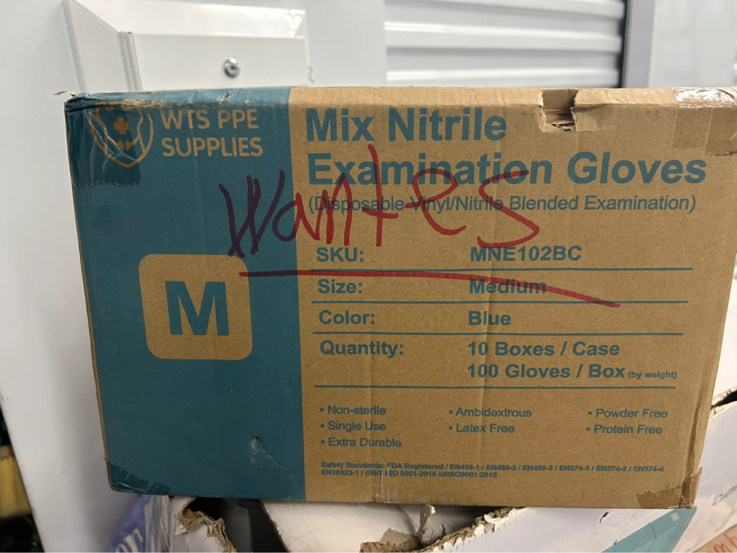 WTS PPE Supplies Mix Nitrile Examination Gloves - Medium, Blue