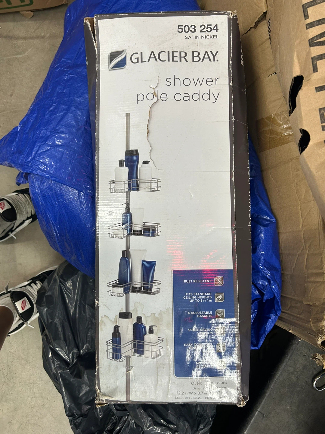 Glacier Bay Shower Pole Caddy - Satin Nickel